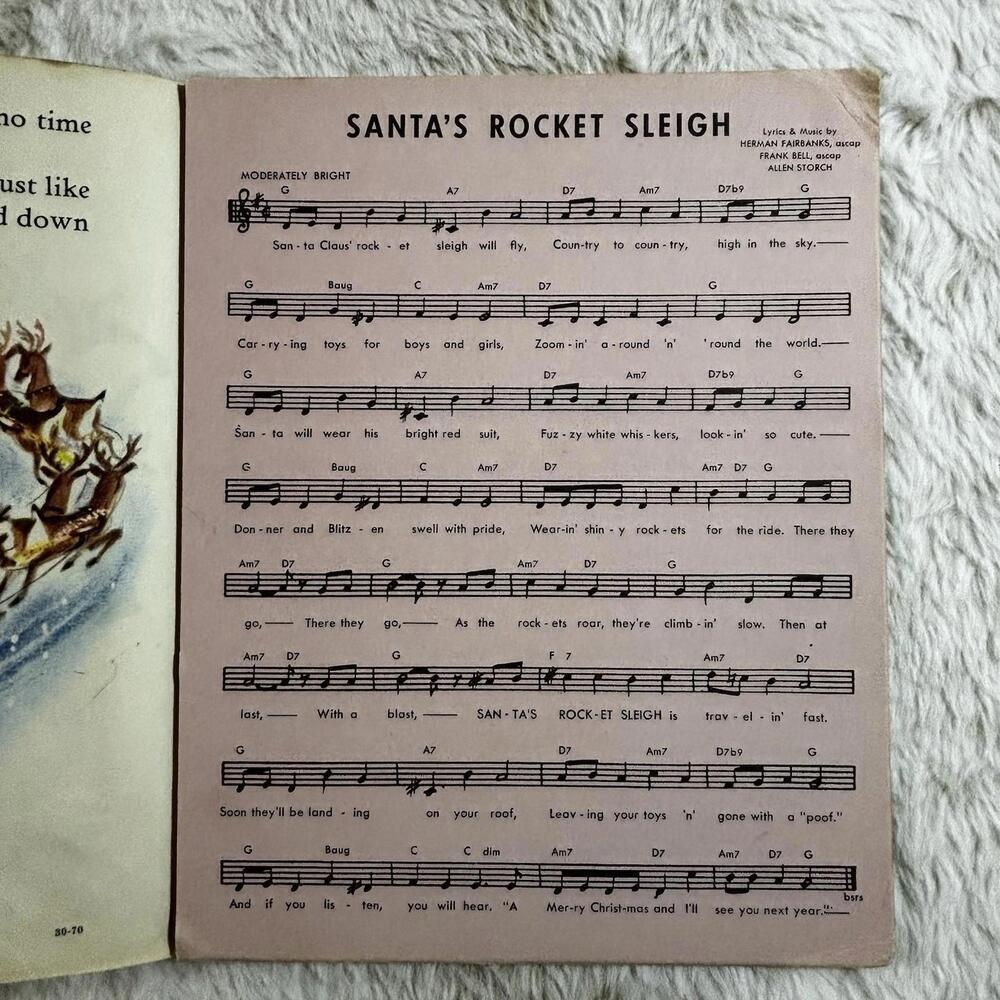 Santa’s Rocket Sleigh Rand McNally Elf Book Vintage 1950s Christmas - Picture 7 of 9